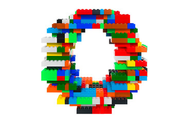 Obraz premium Letter O from colorful building toy blocks, 3D rendering