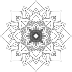 Easy Mandala coloring book simple and basic for beginners, seniors and children. Set of Mehndi flower pattern for Henna drawing and tattoo. Decoration in ethnic oriental, Indian style.
