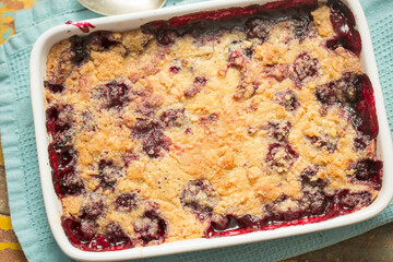 Plum dump cake. Simple cake with plums
