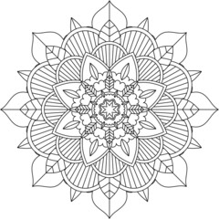 Easy Mandala coloring book simple and basic for beginners, seniors and children. Set of Mehndi flower pattern for Henna drawing and tattoo. Decoration in ethnic oriental, Indian style.