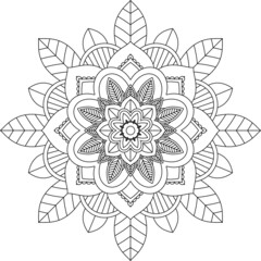 Easy Mandala coloring book simple and basic for beginners, seniors and children. Set of Mehndi flower pattern for Henna drawing and tattoo. Decoration in ethnic oriental, Indian style.