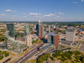 Fototapeta na wymiar Aerial view of new city center of Vilnius, Lithuania