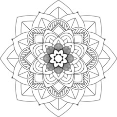 Easy Mandala coloring book simple and basic for beginners, seniors and children. Set of Mehndi flower pattern for Henna drawing and tattoo. Decoration in ethnic oriental, Indian style.