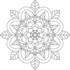 Easy Mandala coloring book simple and basic for beginners, seniors and children. Set of Mehndi flower pattern for Henna drawing and tattoo. Decoration in ethnic oriental, Indian style.