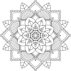 Easy Mandala coloring book simple and basic for beginners, seniors and children. Set of Mehndi flower pattern for Henna drawing and tattoo. Decoration in ethnic oriental, Indian style.