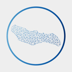 Saona Island icon. Network map of the island. Round Saona Island sign with gradient ring. Technology, internet, network, telecommunication concept. Vector illustration.