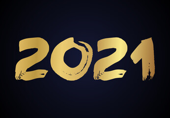 2021 gold grunge lettering and hand drawn numbers