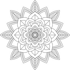 Easy Mandala coloring book simple and basic for beginners, seniors and children. Set of Mehndi flower pattern for Henna drawing and tattoo. Decoration in ethnic oriental, Indian style.