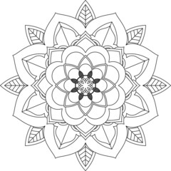 Easy Mandala coloring book simple and basic for beginners, seniors and children. Set of Mehndi flower pattern for Henna drawing and tattoo. Decoration in ethnic oriental, Indian style.