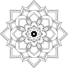 Easy Mandala coloring book simple and basic for beginners, seniors and children. Set of Mehndi flower pattern for Henna drawing and tattoo. Decoration in ethnic oriental, Indian style.