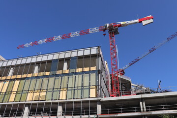 Immeuble de bureaux en construction dans le quartier d'affaires de La Part Dieu, ville de Lyon, département du Rhône, France