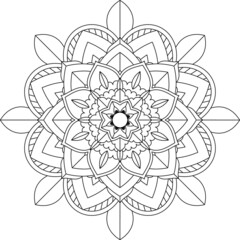 Easy Mandala coloring book simple and basic for beginners, seniors and children. Set of Mehndi flower pattern for Henna drawing and tattoo. Decoration in ethnic oriental, Indian style.