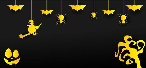 Halloween paper cut decoration background design vector