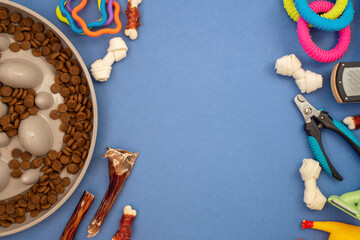 Dog bowl for slow feed eating. Specially designed bowl for the dogs, that eat too fast. dog feed in bowl with treats