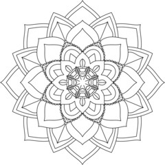 Easy Mandala coloring book simple and basic for beginners, seniors and children. Set of Mehndi flower pattern for Henna drawing and tattoo. Decoration in ethnic oriental, Indian style.
