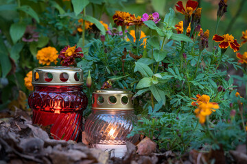 All Saints' Day in Poland, decorations for the cemetery.