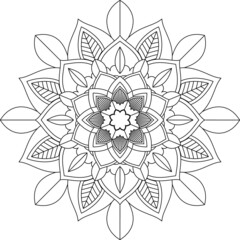 Easy Mandala coloring book simple and basic for beginners, seniors and children. Set of Mehndi flower pattern for Henna drawing and tattoo. Decoration in ethnic oriental, Indian style.