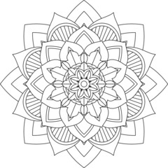 Easy Mandala coloring book simple and basic for beginners, seniors and children. Set of Mehndi flower pattern for Henna drawing and tattoo. Decoration in ethnic oriental, Indian style.