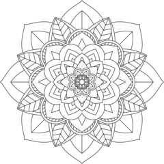 Easy Mandala coloring book simple and basic for beginners, seniors and children. Set of Mehndi flower pattern for Henna drawing and tattoo. Decoration in ethnic oriental, Indian style.