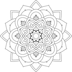 Easy Mandala coloring book simple and basic for beginners, seniors and children. Set of Mehndi flower pattern for Henna drawing and tattoo. Decoration in ethnic oriental, Indian style.