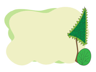 Fototapeta premium Illustration for text on a white background. Cartoon tree with a place for an inscription. Children's frame for text. Education in primary grades, kindergartens