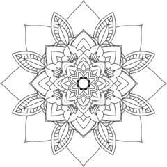 Easy Mandala coloring book simple and basic for beginners, seniors and children. Set of Mehndi flower pattern for Henna drawing and tattoo. Decoration in ethnic oriental, Indian style.