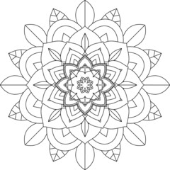 Easy Mandala coloring book simple and basic for beginners, seniors and children. Set of Mehndi flower pattern for Henna drawing and tattoo. Decoration in ethnic oriental, Indian style.