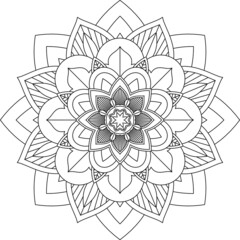 Easy Mandala coloring book simple and basic for beginners, seniors and children. Set of Mehndi flower pattern for Henna drawing and tattoo. Decoration in ethnic oriental, Indian style.