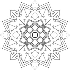 Easy Mandala coloring book simple and basic for beginners, seniors and children. Set of Mehndi flower pattern for Henna drawing and tattoo. Decoration in ethnic oriental, Indian style.