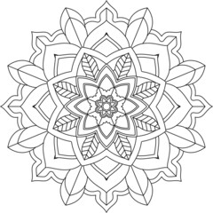 Easy Mandala coloring book simple and basic for beginners, seniors and children. Set of Mehndi flower pattern for Henna drawing and tattoo. Decoration in ethnic oriental, Indian style.