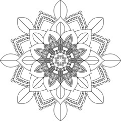 Easy Mandala coloring book simple and basic for beginners, seniors and children. Set of Mehndi flower pattern for Henna drawing and tattoo. Decoration in ethnic oriental, Indian style.
