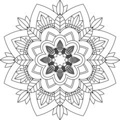Easy Mandala coloring book simple and basic for beginners, seniors and children. Set of Mehndi flower pattern for Henna drawing and tattoo. Decoration in ethnic oriental, Indian style.