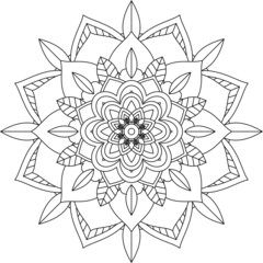Easy Mandala coloring book simple and basic for beginners, seniors and children. Set of Mehndi flower pattern for Henna drawing and tattoo. Decoration in ethnic oriental, Indian style.
