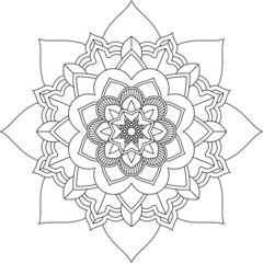 Easy Mandala coloring book simple and basic for beginners, seniors and children. Set of Mehndi flower pattern for Henna drawing and tattoo. Decoration in ethnic oriental, Indian style.