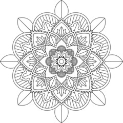 Easy Mandala coloring book simple and basic for beginners, seniors and children. Set of Mehndi flower pattern for Henna drawing and tattoo. Decoration in ethnic oriental, Indian style.