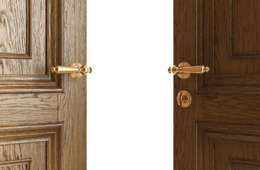 Classic doors opening to the bright light. Clipping path included, 3d illustration.