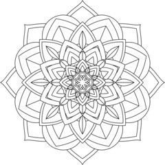 Easy Mandala coloring book simple and basic for beginners, seniors and children. Set of Mehndi flower pattern for Henna drawing and tattoo. Decoration in ethnic oriental, Indian style.