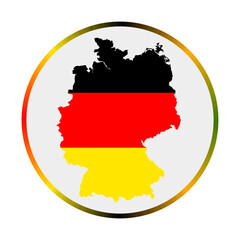 Germany icon. Shape of the country with Germany flag. Round sign with flag colors gradient ring. Stylish vector illustration.