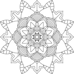 Easy Mandala coloring book simple and basic for beginners, seniors and children. Set of Mehndi flower pattern for Henna drawing and tattoo. Decoration in ethnic oriental, Indian style.