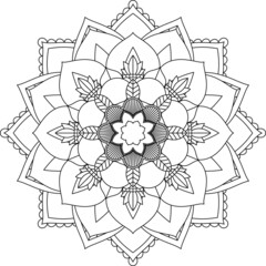 Easy Mandala coloring book simple and basic for beginners, seniors and children. Set of Mehndi flower pattern for Henna drawing and tattoo. Decoration in ethnic oriental, Indian style.