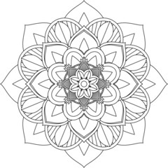 Easy Mandala coloring book simple and basic for beginners, seniors and children. Set of Mehndi flower pattern for Henna drawing and tattoo. Decoration in ethnic oriental, Indian style.