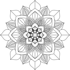 Easy Mandala coloring book simple and basic for beginners, seniors and children. Set of Mehndi flower pattern for Henna drawing and tattoo. Decoration in ethnic oriental, Indian style.