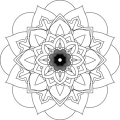 Easy Mandala coloring book simple and basic for beginners, seniors and children. Set of Mehndi flower pattern for Henna drawing and tattoo. Decoration in ethnic oriental, Indian style.