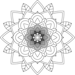 Easy Mandala coloring book simple and basic for beginners, seniors and children. Set of Mehndi flower pattern for Henna drawing and tattoo. Decoration in ethnic oriental, Indian style.