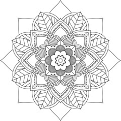 Easy Mandala coloring book simple and basic for beginners, seniors and children. Set of Mehndi flower pattern for Henna drawing and tattoo. Decoration in ethnic oriental, Indian style.