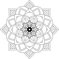 Easy Mandala coloring book simple and basic for beginners, seniors and children. Set of Mehndi flower pattern for Henna drawing and tattoo. Decoration in ethnic oriental, Indian style.