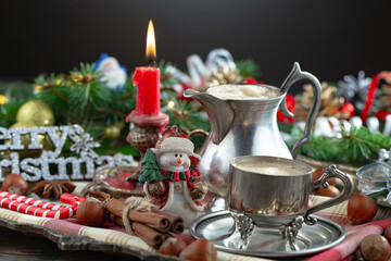 Obraz na płótnie Canvas Merry Christmas, postcard with gifts and Christmas decorations.