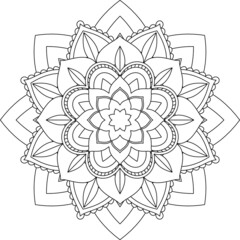 Easy Mandala coloring book simple and basic for beginners, seniors and children. Set of Mehndi flower pattern for Henna drawing and tattoo. Decoration in ethnic oriental, Indian style.