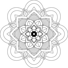 Easy Mandala coloring book simple and basic for beginners, seniors and children. Set of Mehndi flower pattern for Henna drawing and tattoo. Decoration in ethnic oriental, Indian style.