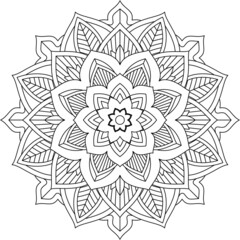 Easy Mandala coloring book simple and basic for beginners, seniors and children. Set of Mehndi flower pattern for Henna drawing and tattoo. Decoration in ethnic oriental, Indian style.